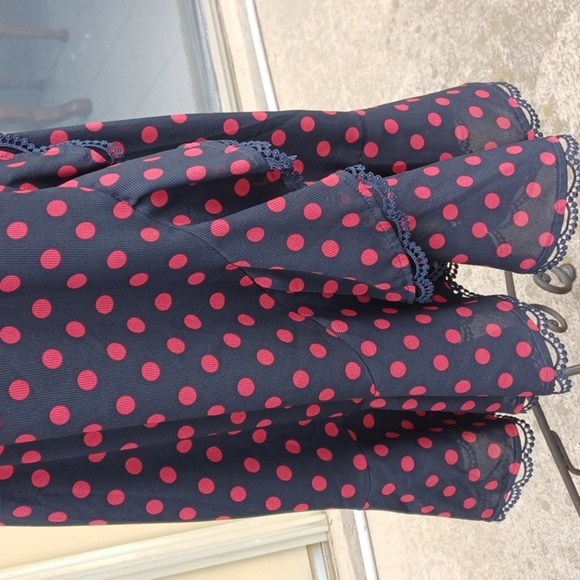 BB Dakota Dress 8 Black Red Polka Dot Lace V Ruffled, Pin Up Gothic Punk Cosplay - Picture 3 of 11